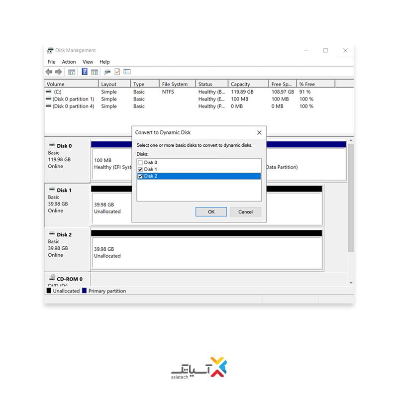 تبدیل دیسک به حالت dynamic