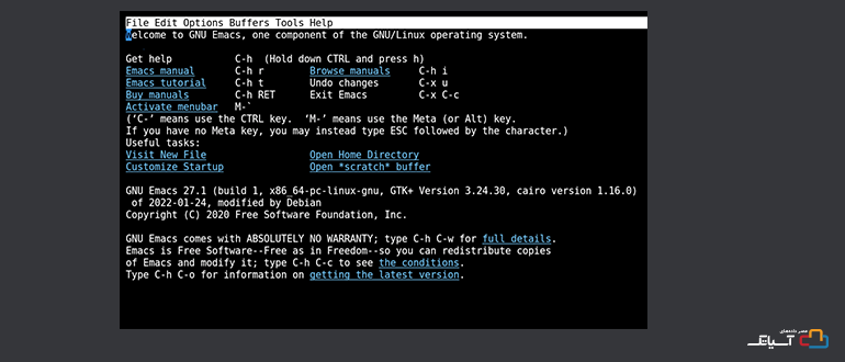 پیغام خوشامدگویی emacs